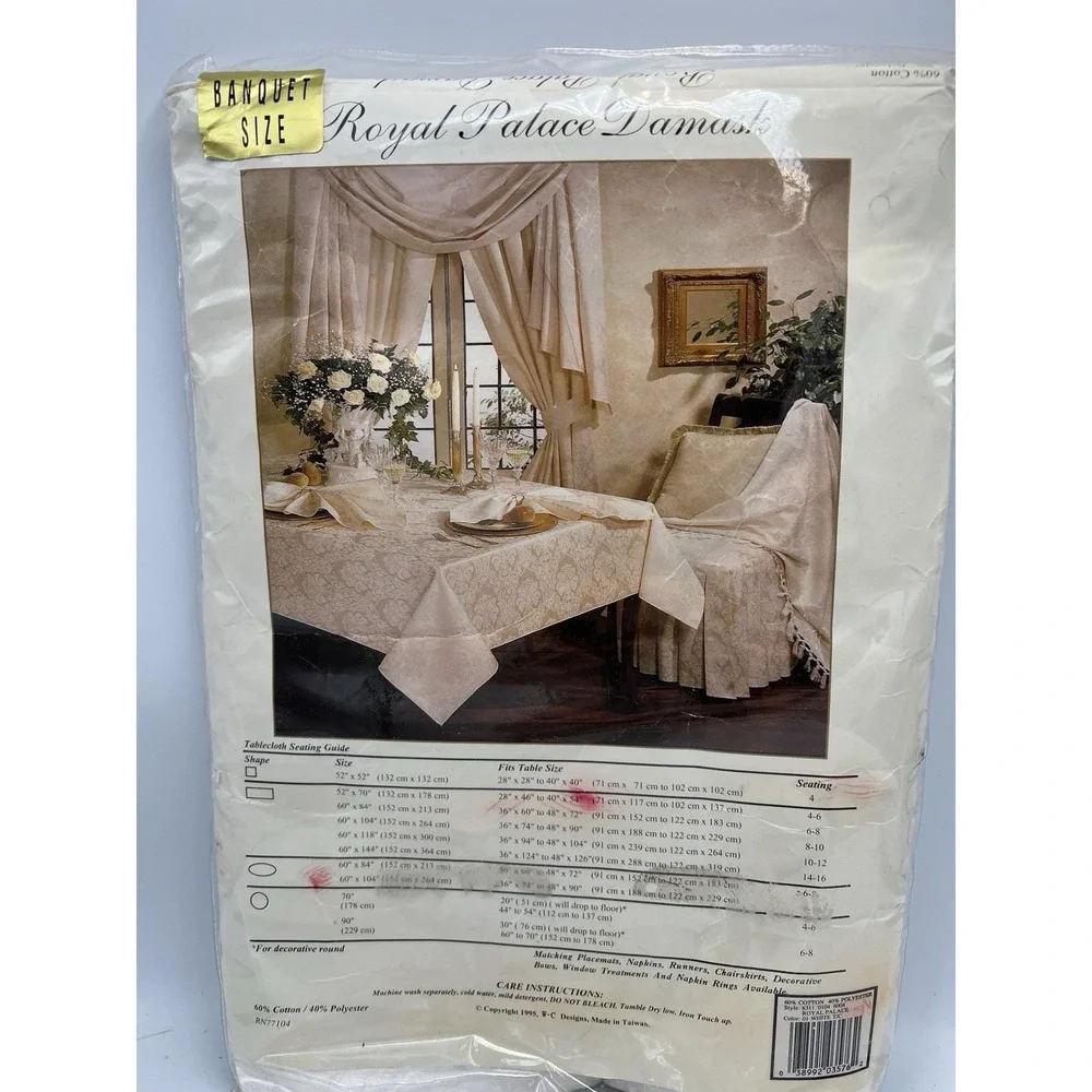 Vintage Wilton Court Royal Palace Damask Tablecloth, 60